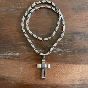 Foss Stainless Steel Double Layer Cross Pendant Necklace